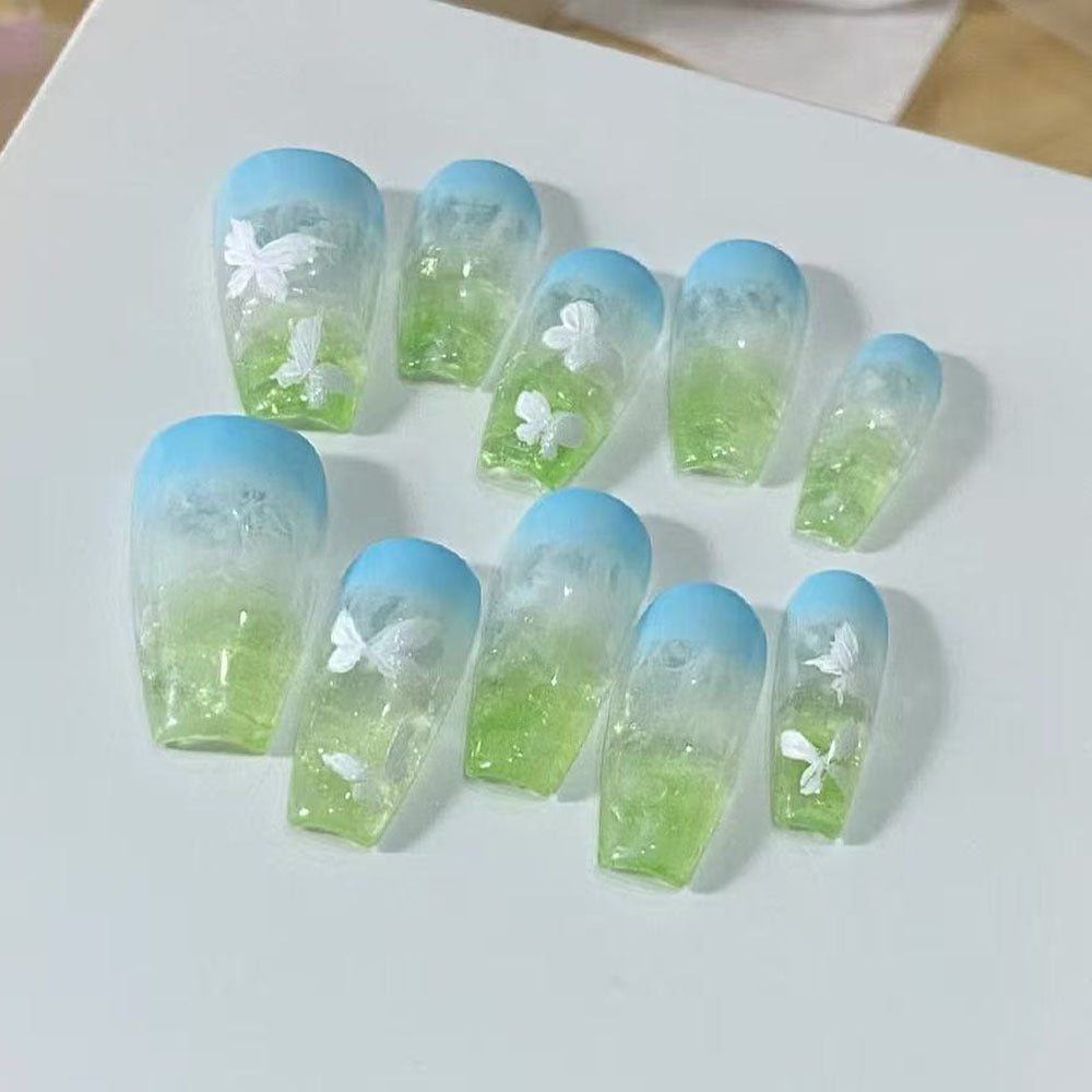 Kunstnägel Im Sommerstil mit Schmetterlingsdesign Karnz