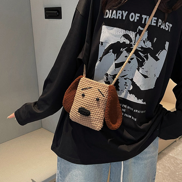 Süße hunde-themed Häkel-Crossbody-Tasche