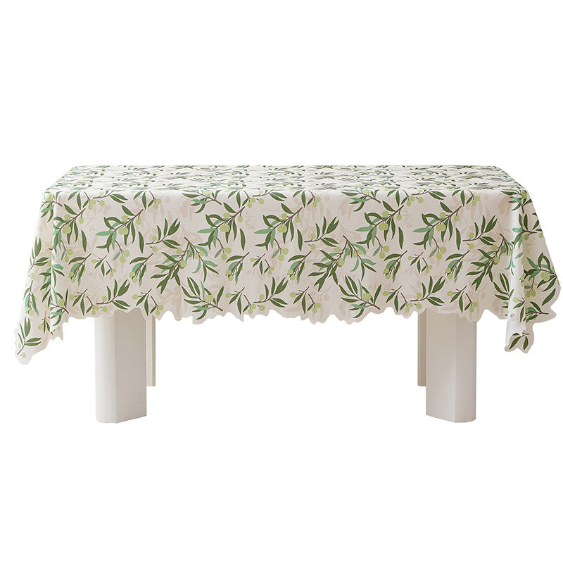 Runde abwischbare Tischdecke mit floralem Ausschnittsaum Karnz