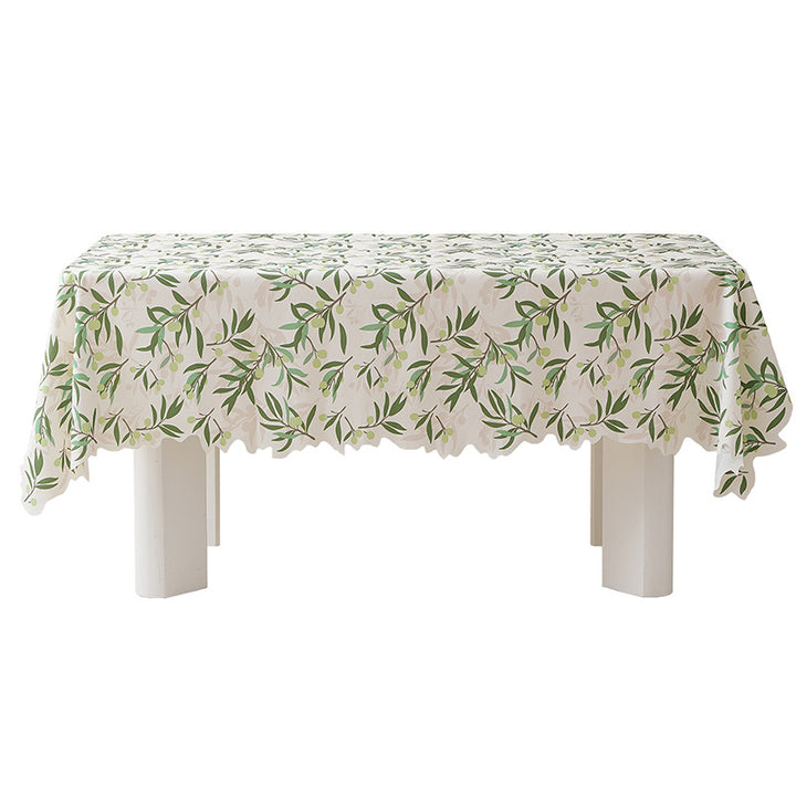 Runde abwischbare Tischdecke mit floralem Ausschnittsaum Karnz