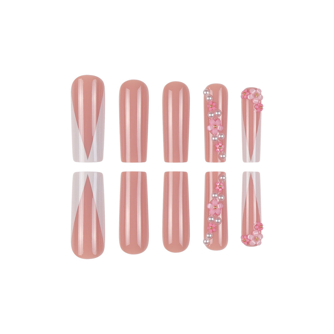 Dekoratives florales Nagelkunst Press-On Set Karnz