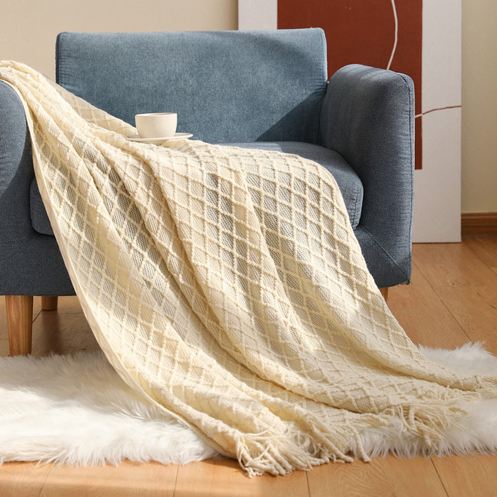 Gemütliche Strickwurfdecke