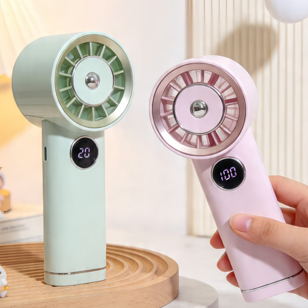 Damen Tragbarer Luftstrom-Ventilator mit Digitalanzeige Karnz