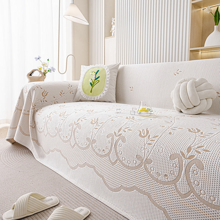 Elegante floral gestickte Sofa-Decke