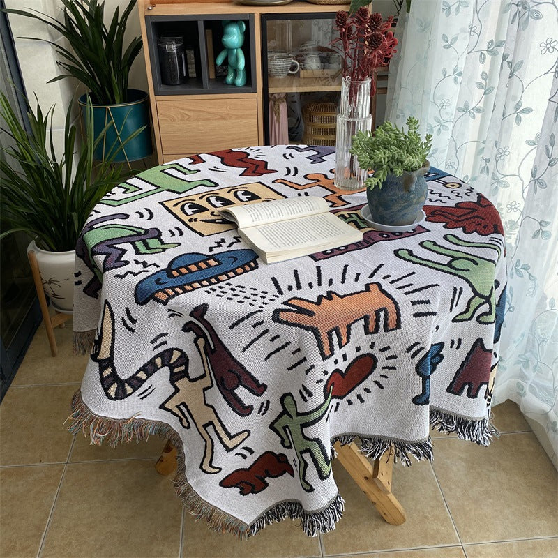 Künstlerische Fransen Wandteppich-Decke