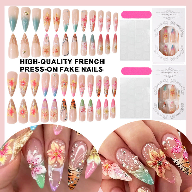 Premium Dekorative Press-On Nagelset Karnz