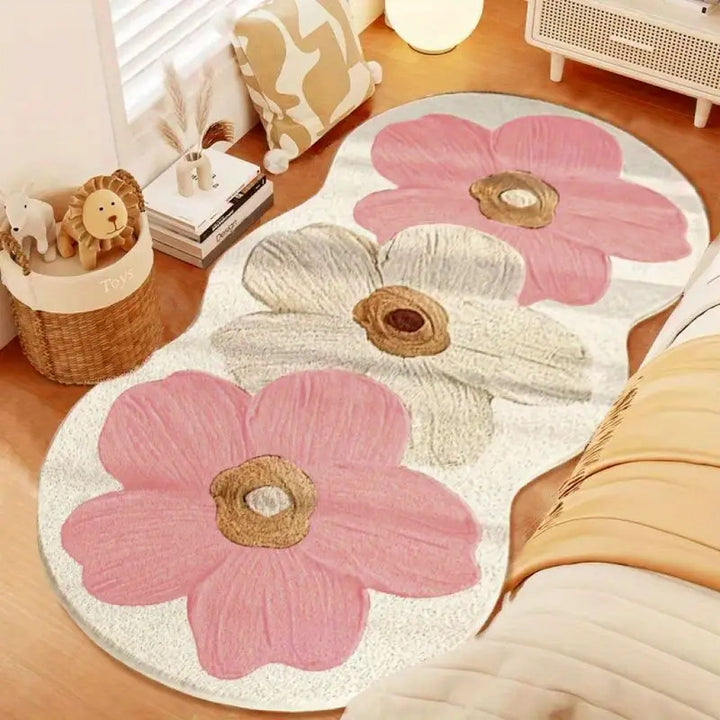 Blumen Design Plüsch Teppich