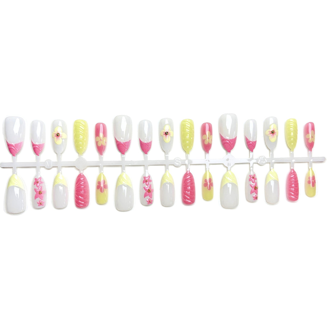 Dekoratives blumenmotiv Druck-On-Nagelset