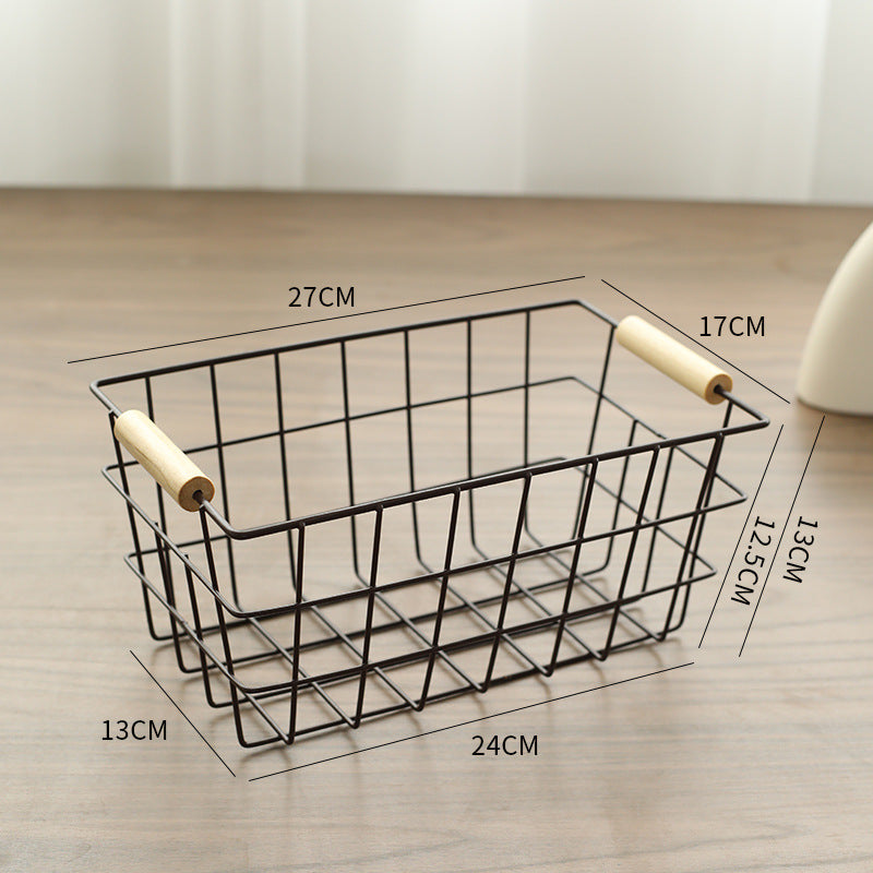 Unisex Drahtaufbewahrungskorb mit ergonomischen Holzgriffen Karnz