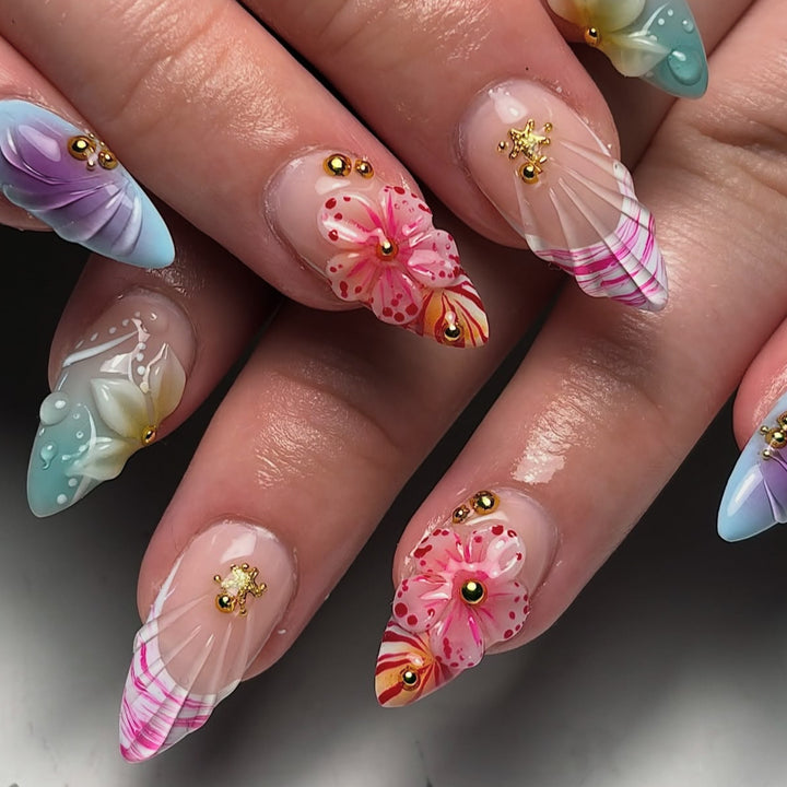 Dekoratives Floral 3D Acryl Nagelkunst Design Karnz