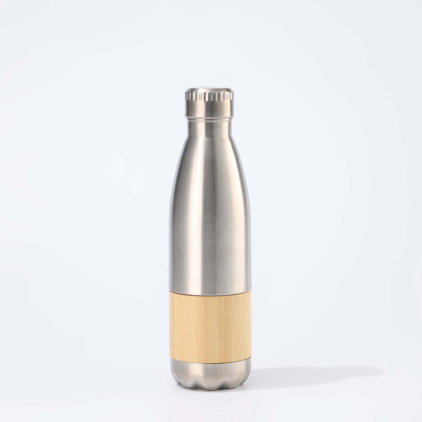 Damen Edelstahl Trinkflasche mit Bambus-Applikation Karnz