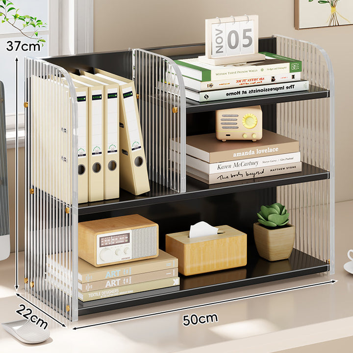 Gekrümmtes Acrylpanel Dual-Compartment Schreibtisch Buch- und Dokumentenorganisator