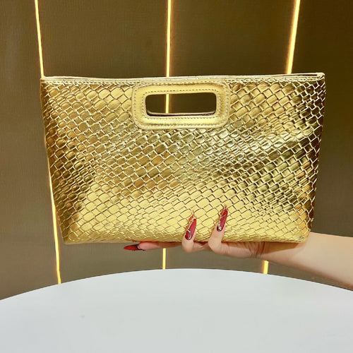 Strukturierte Metallic-Abend-Clutch