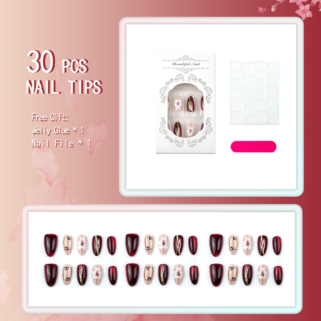 Künstlerisches blüteninspiriertes Press-On-Nagelset