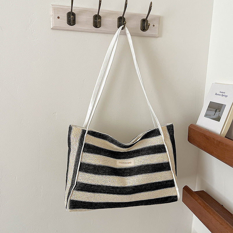 Gestreifter Häkelstrand-Tote-Bag