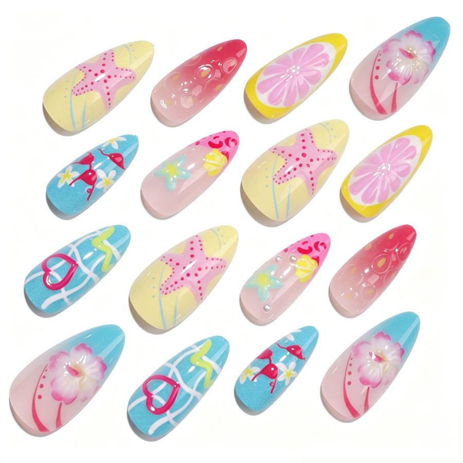 Kreatives Kunstnagelset mit bunten Sommermotiven Karnz