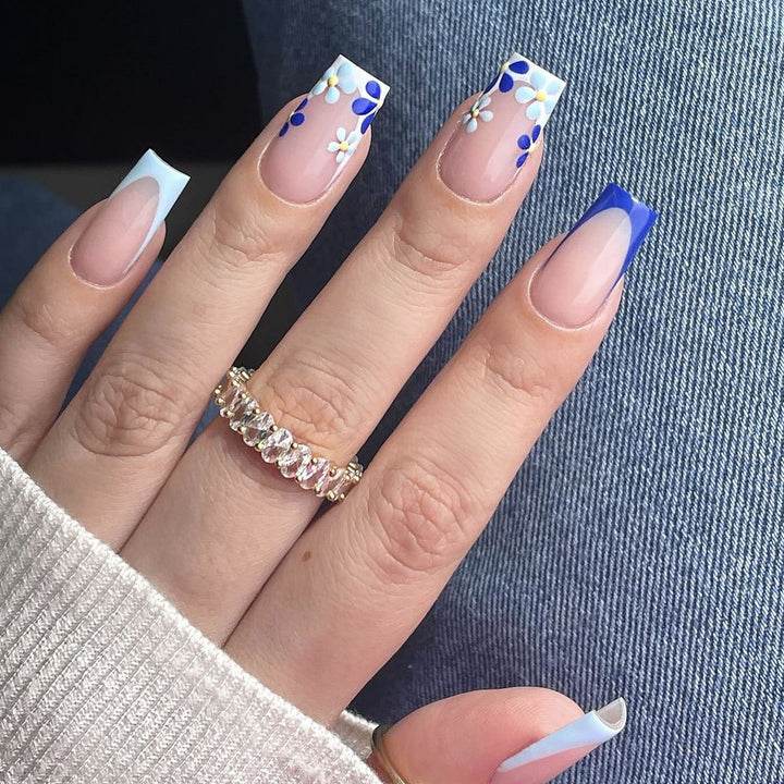 Blumen Französische Spitze Acryl Nagelkunst Verlängerungen Karnz