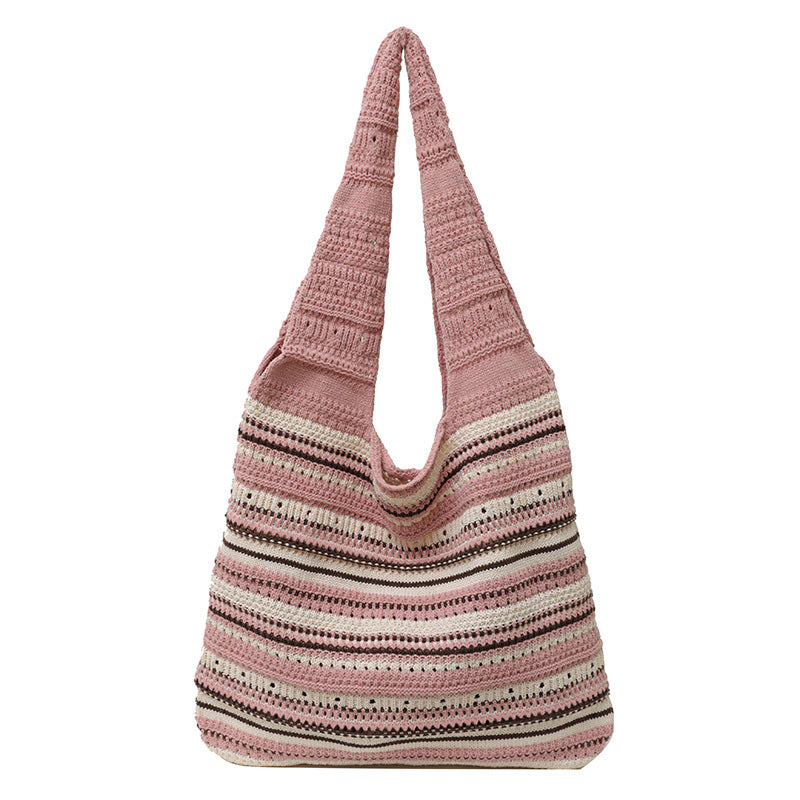 Bohemian Gestreifter Häkel Tote Bag