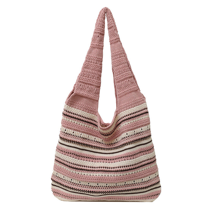 Bohemian Gestreifter Häkel Tote Bag