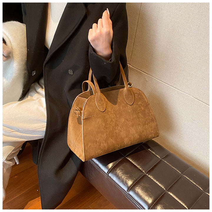 Damen Elegante Handtasche aus hochwertigem Wildleder mit verstärktem Tragegriff Karnz