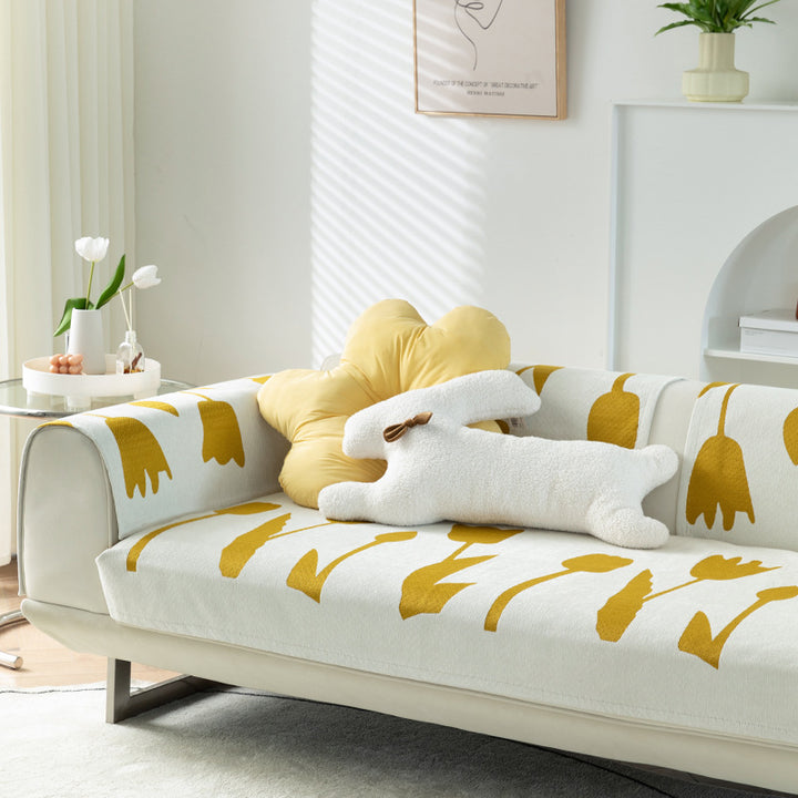Dreisitziges Sofa mit abnehmbarem Jacquardbezug und filigratem Metallgestell