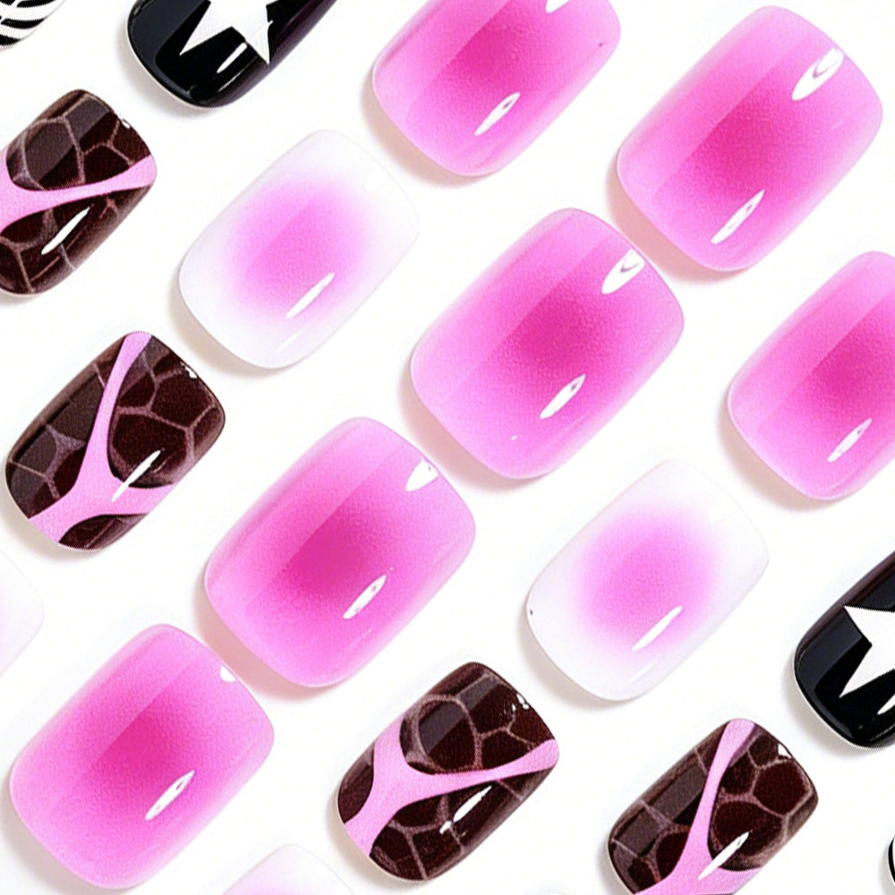 Künstlerisches Press-On Nagelset mit einzigartigen Mustern Karnz
