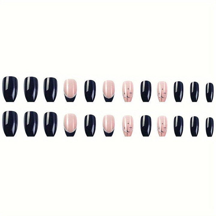 Elegantes, mit Strass verziertes Press-On-Nageldesign