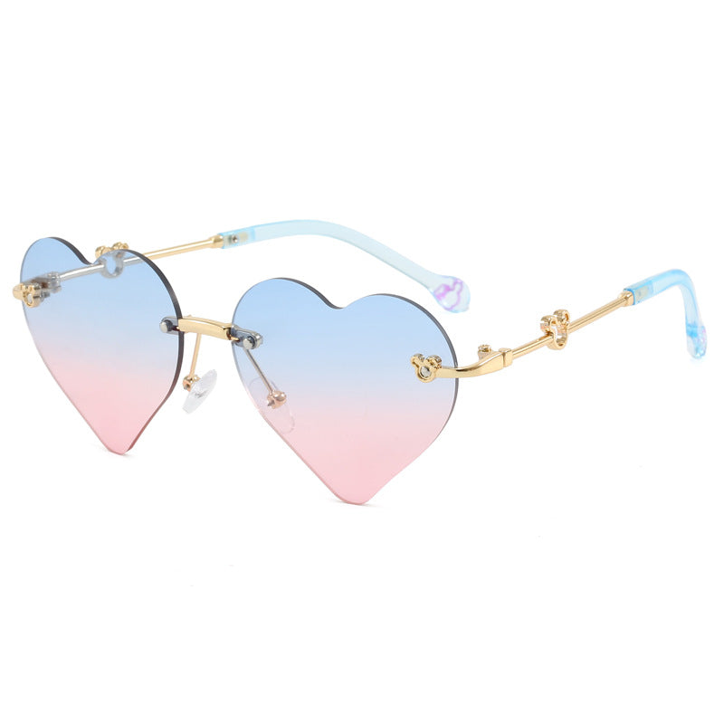Damen Herzförmige Sonnenbrille mit verspiegelten Gläsern Karnz