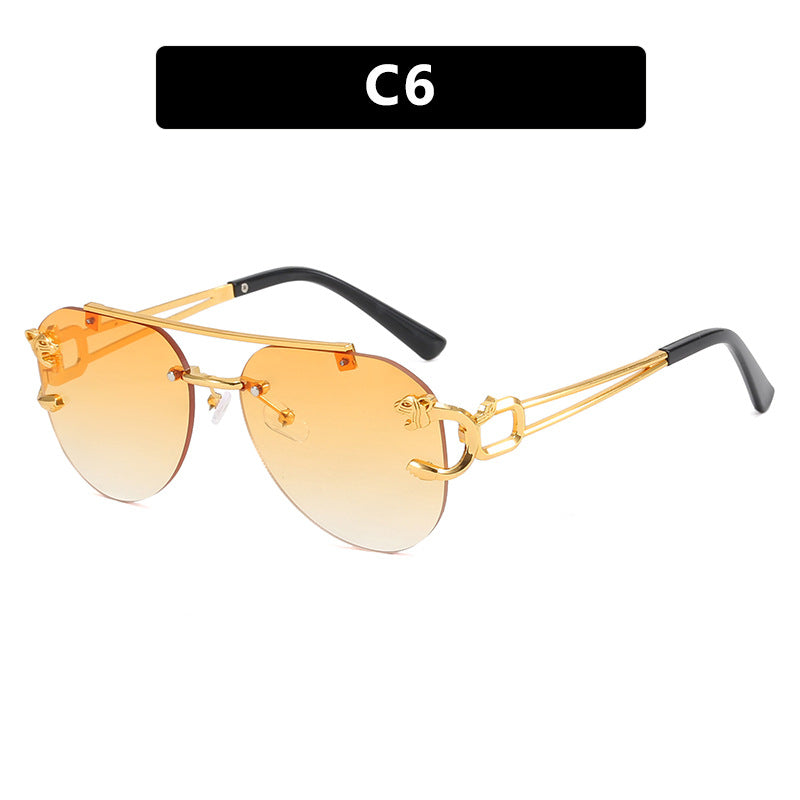 Damen ausgefallene runde Sonnenbrille mit dekorativen Details Karnz
