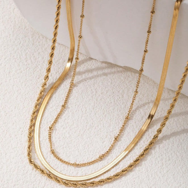 Schichtige Goldkette Halskette Karnz