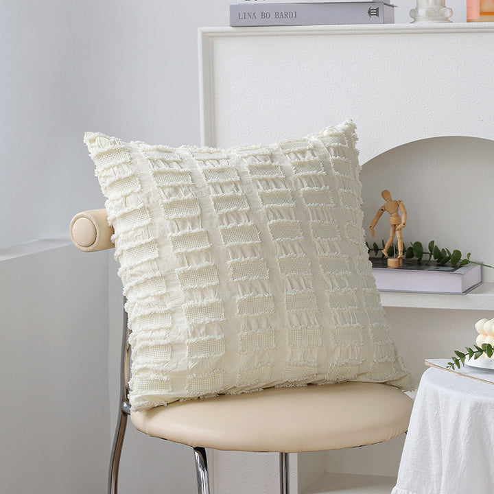 Quadratischer dekorativer Kissenbezug im Toile‑Motiv mit Jacquard‑Webstruktur und Paspelrand Karnz