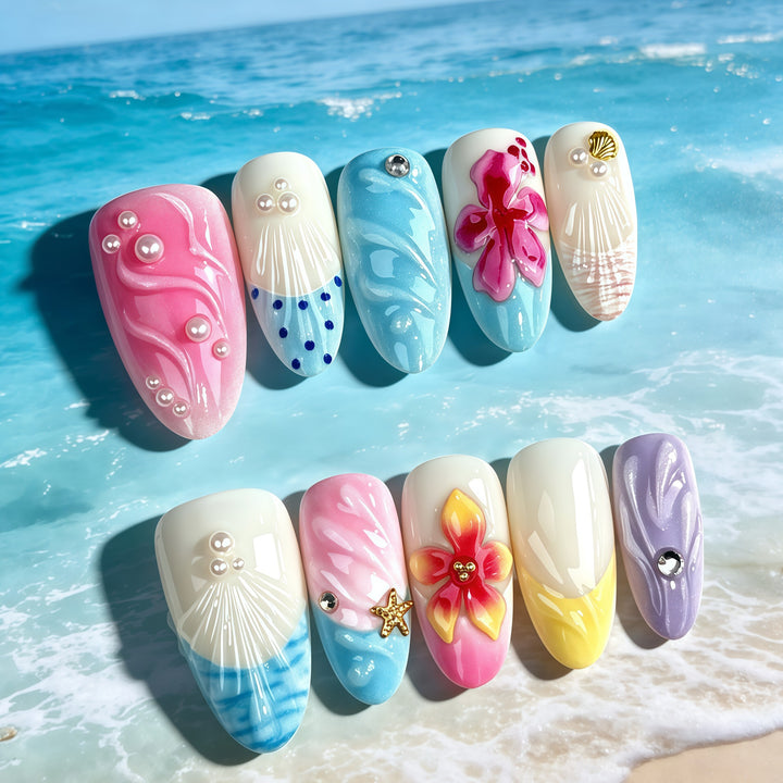 Vibrante Künstlerische Press-On Nagelset
