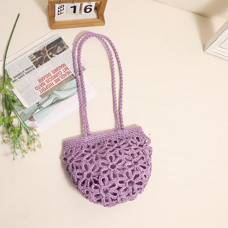 Damen Handgeknüpfte Korbtasche mit floralem Design Karnz