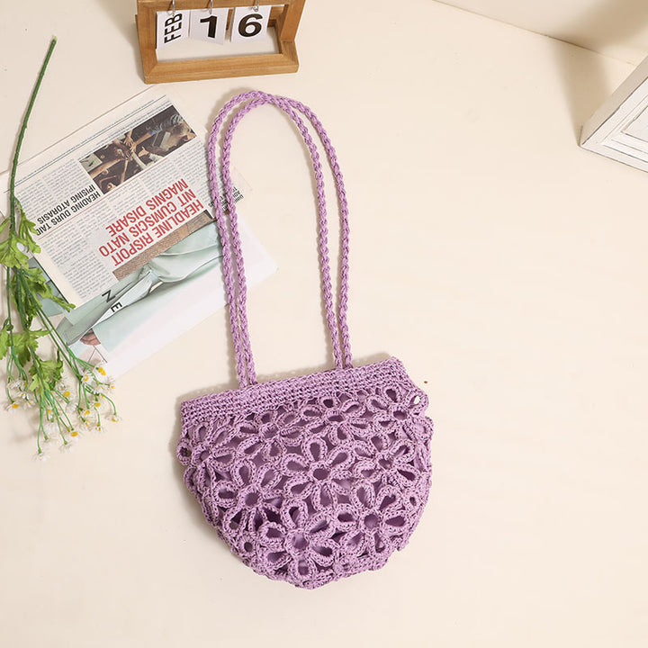 Damen Handgeknüpfte Korbtasche mit floralem Design Karnz
