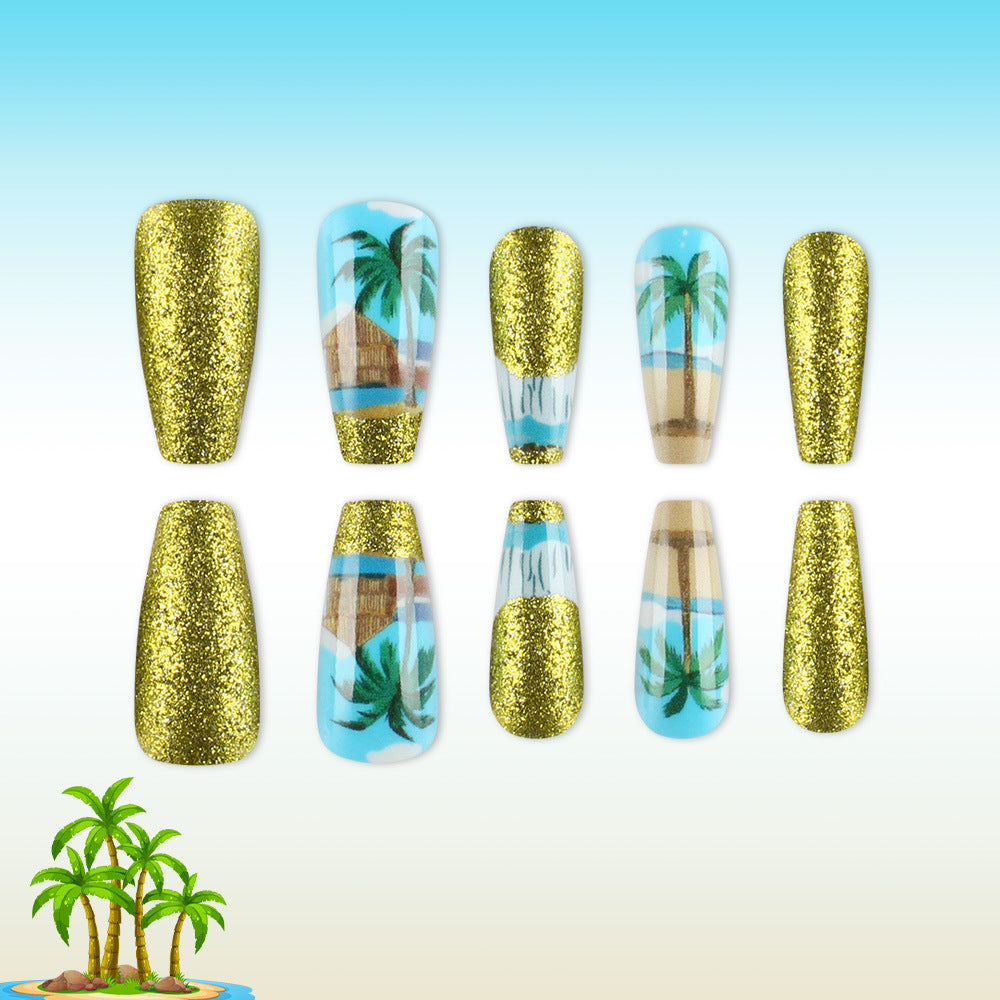 Tropisches Paradies Press-On Nagelkunst Set Karnz