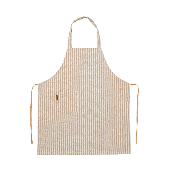 Atelier- und Küchen-Schürze aus Baumwoll‑Leinen mit Taschenpanel und verstellbarem Nackenband