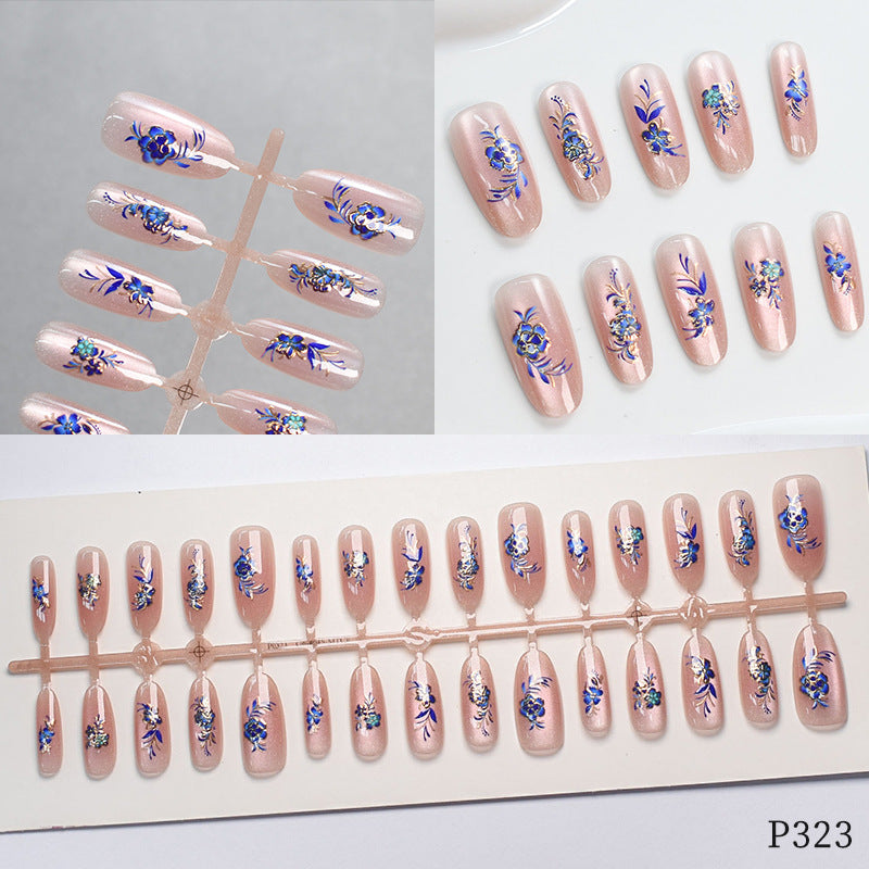 Blumenmuster Press-On Nagelspitzen Karnz