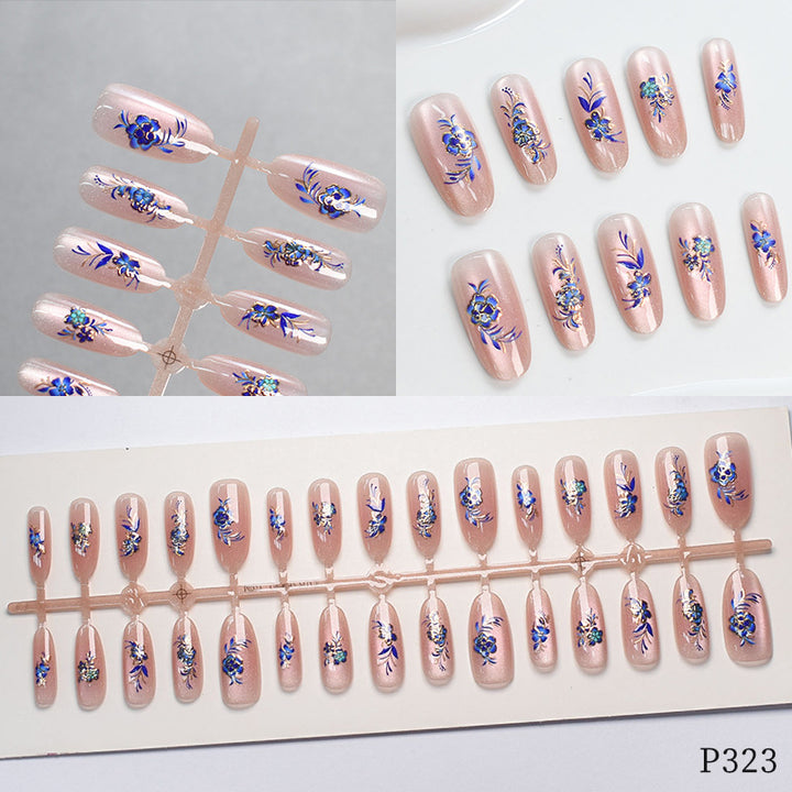 Blumenmuster Press-On Nagelspitzen Karnz