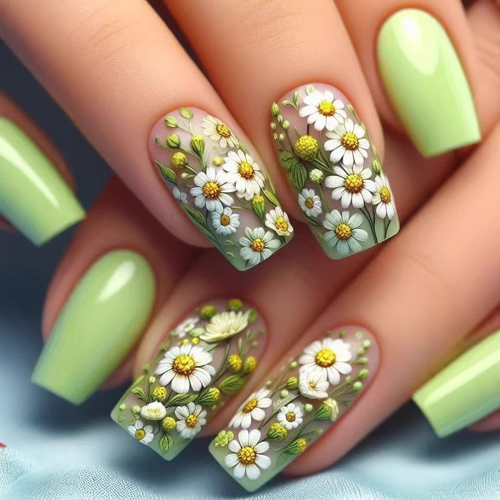 Kunstnagelset mit floralen 3D-Applikationen Karnz