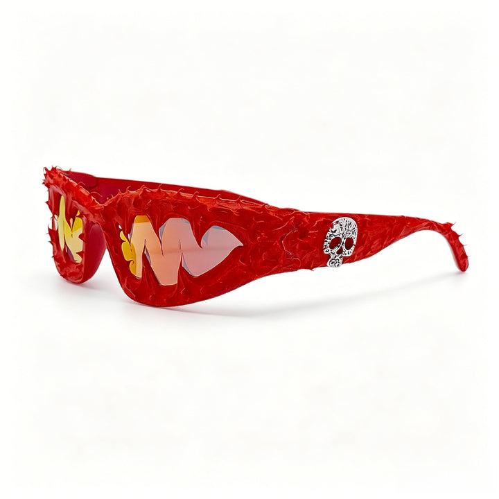 Damen kreative Fashion-Sonnenbrille mit einzigartigen Spikes und skull-Design Karnz