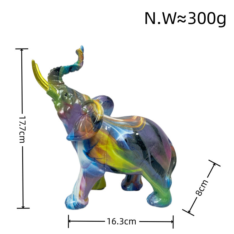 Kunstvolle Elefantenfigur mit buntem Design Karnz