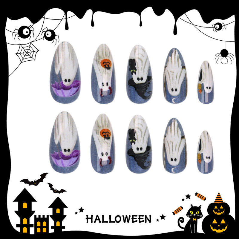 Halloween Kunstnagelset mit gruseligen Geister- und Kürbisdesigns Karnz