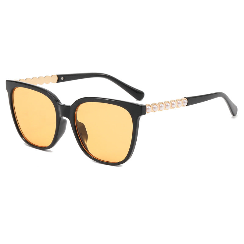 Damen Oversize-Sonnenbrille mit eleganter Perlenschmuck-Verzierung Karnz