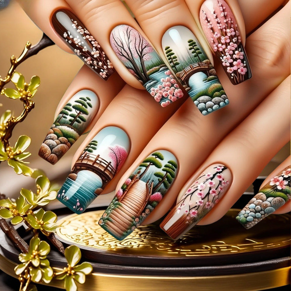 Kreative Kunstnägel im asiatischen Cherry Blossom Design Karnz