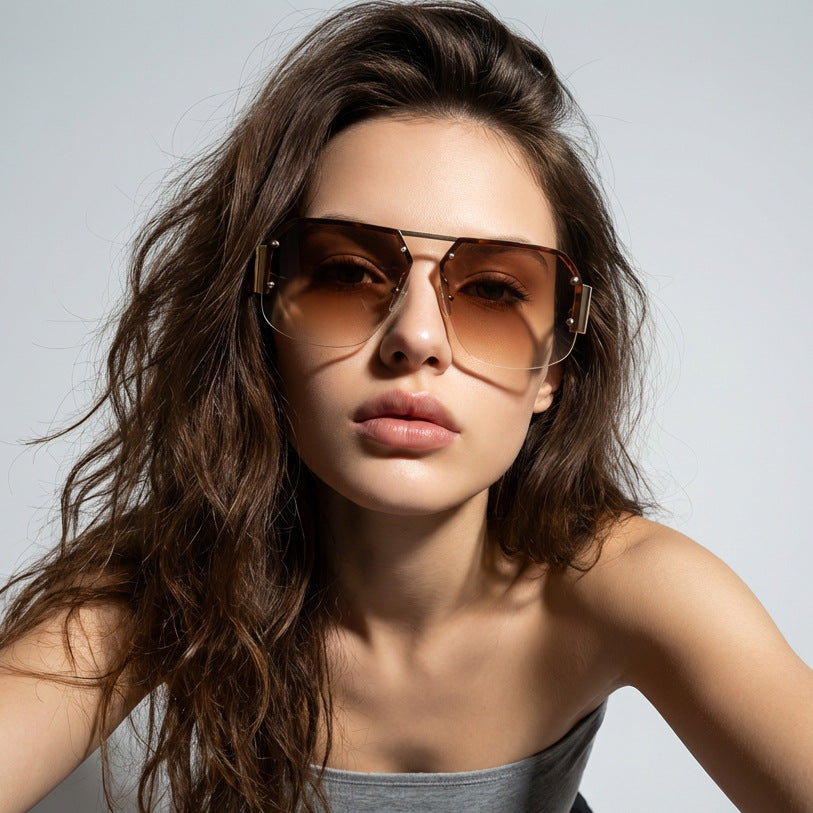 Damen oversized Sonnenbrille mit markantem Rahmen und sanften Farbverlauf Karnz