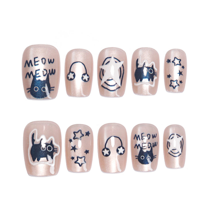 Künstliche Nagelkunst mit Katzenmotiven Karnz