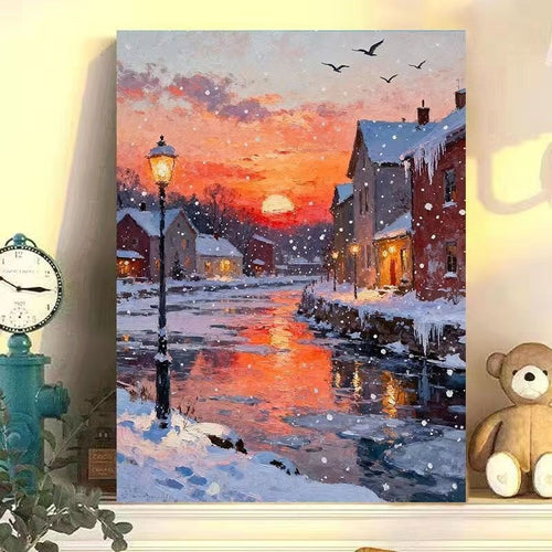Winter Wonderland Landschaft Leinwand Kunst Karnz