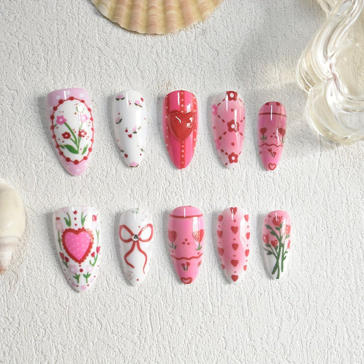 Romantische Blumen temas Press-On Nagelkunst Karnz