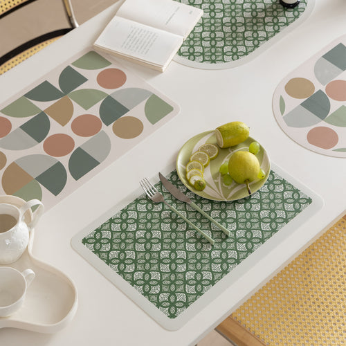 Abwischbare Retro-Tischsets aus Kunstleder mit geometrischem Muster Karnz