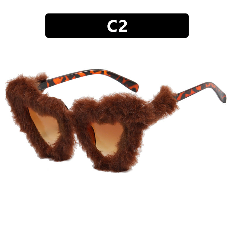 Damen Pfoten-Sonnenbrille mit luxuriösem Pelzbesatz Karnz